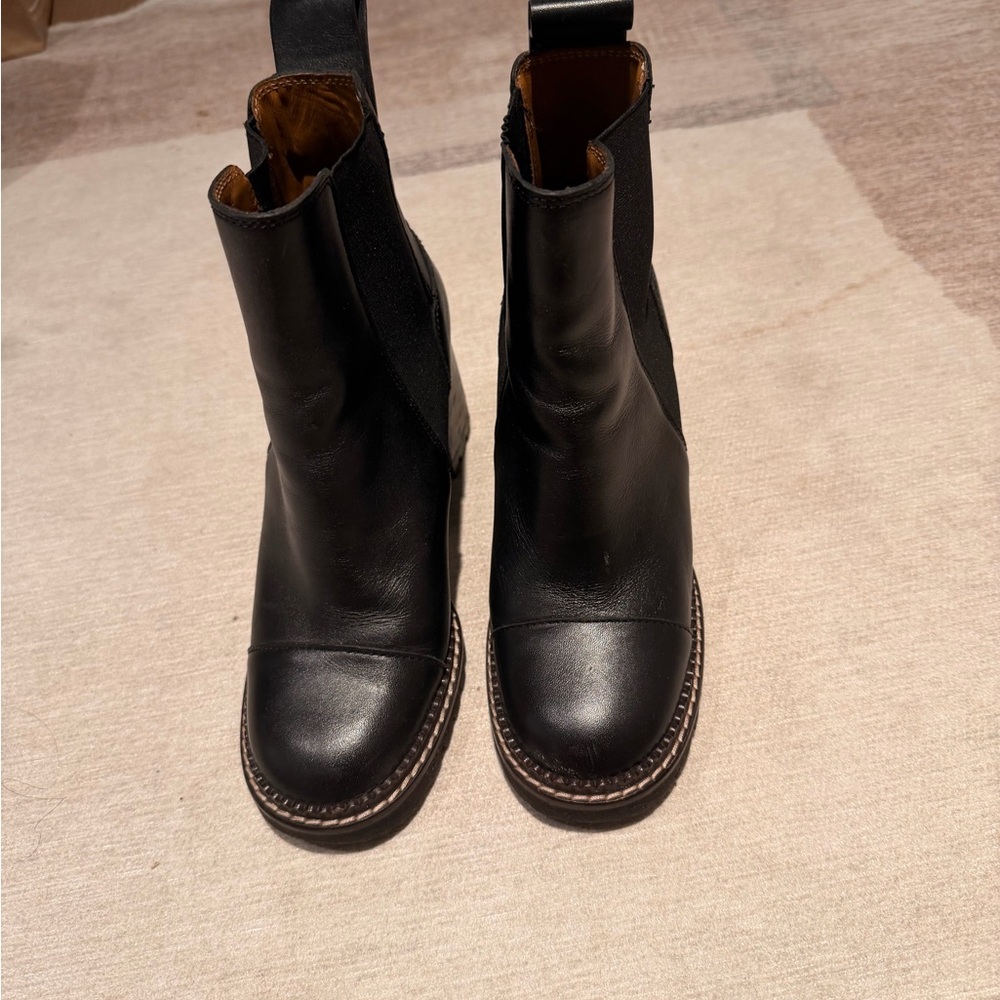 See By Chloe Black Leather Heeled Boots